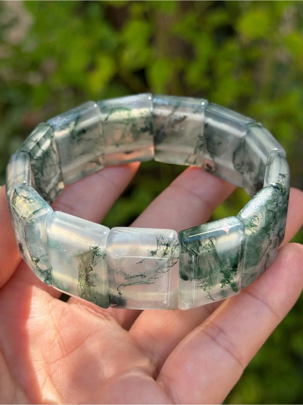 High Quality Translucent Moss Agate Soft Bangle 1661